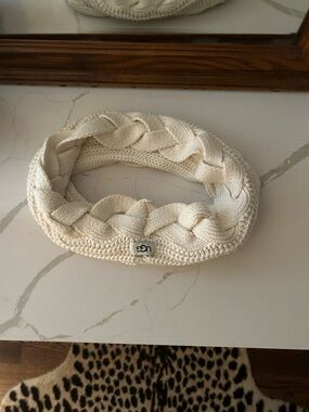 UGG Cream Braided Knit Scarf